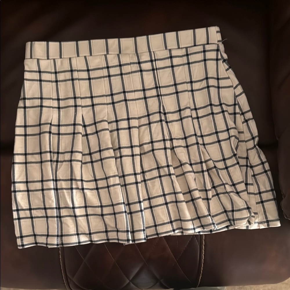 BP Plaid Cream and Black Skater Skirt